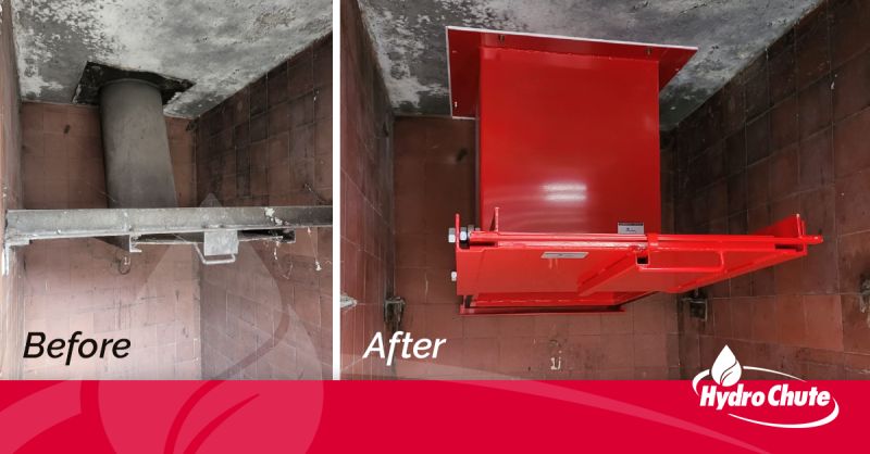 Bin chute fire rated doors before and after